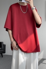 8XL-M高品质重磅棉光版纯色短袖T恤百搭款半截袖五分袖DX332特P23，男装T恤，电商D206-1