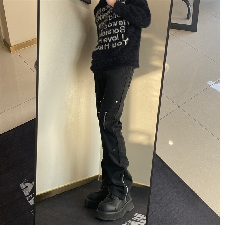 <自拍图>春季高街时尚风裤子男小众设计感微喇K6122-P55,男装休闲裤,星座1109-4