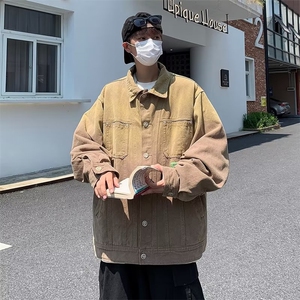 水洗复古牛仔渐变色外套男秋季oversize百搭潮流夹克 W6054-P68图片