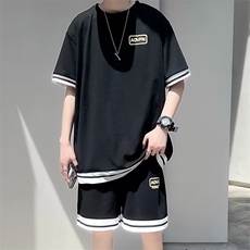 夏季潮牌休闲运动短袖短裤套装两件套潮男一套t恤衣服T1361-P30，男装T恤，星座512-2