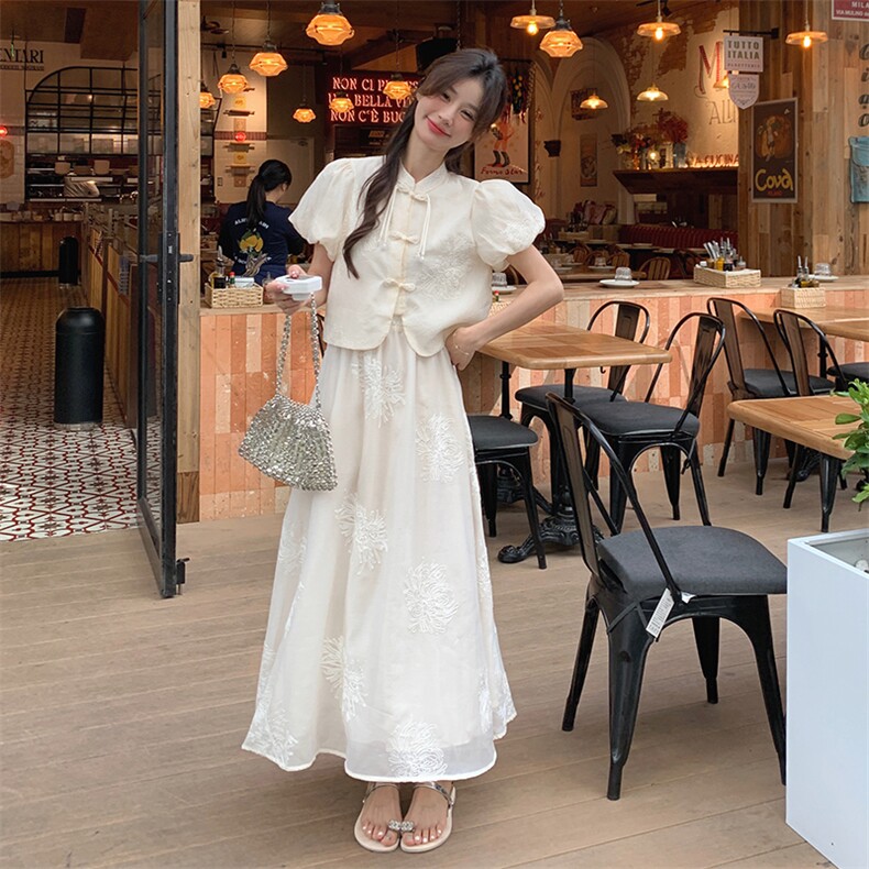 新中式国风复古套装裙女2025夏季新款清冷感别致上衣半身裙两件套图片