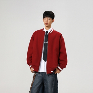 重磅420克boxy短款立领开衫棒球服液态棉爽滑外套男D9899-P68图片