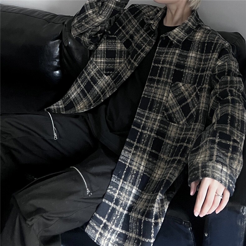 小香风衬衫夹克外套复古拼色潮牌休闲情侣宽松C2166-P40【特价】,男装夹克,电商A007