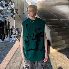 卡通坎肩背心男夏季纯棉重磅无袖T恤宽松运动健身马甲内搭衣服潮，男装背心/马甲，星座508（原C305）