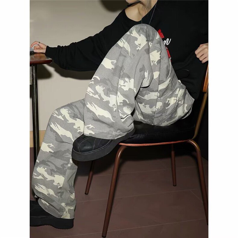 网图美式潮牌迷彩牛仔裤痞帅口袋贴布宽松高街休闲裤NZ13-P62,男装休闲裤,星座1001-1