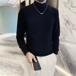 高领毛衣男黑色打底衫长袖内搭线衣秋冬季潮牌百搭针织衫 S594图片