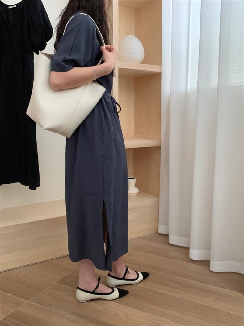 夏季新款简韩连衣裙～，女装连衣裙，三文鱼