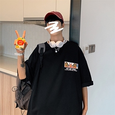 重磅港风短袖青少年学生百搭休闲潮流宽松T恤纯上衣DX211P45，男装T恤，星座1204-3