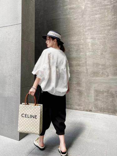 现货夏款蝙蝠袖拼接上衣，女装，琼卿格