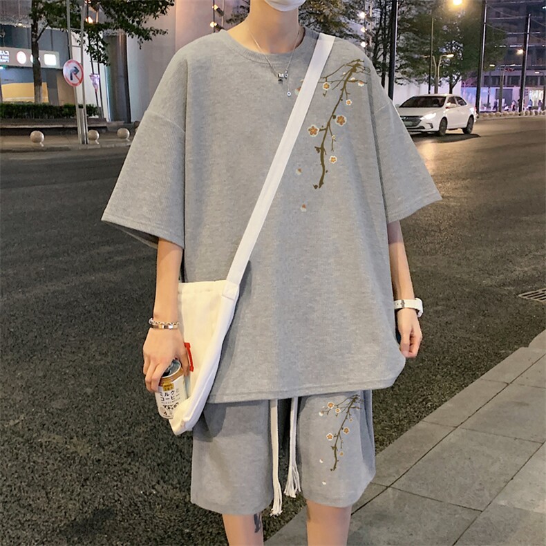 套装！华夫格套装短袖T恤短裤男TZ216-特P38,男装T恤,电商B367