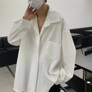 衬衫男痞帅高级感内搭上衣轻熟风褶皱基础打底衫轻奢外套CS188图片