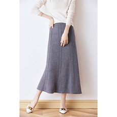 优雅显瘦高腰半身裙女秋冬中长款百搭纯色针织裙，女装半身裙，绒汀羊绒