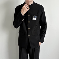 学院风西装外套男ins潮牌痞帅设计感中山装高级感日系复古制服，男装西服套装，星座601-1