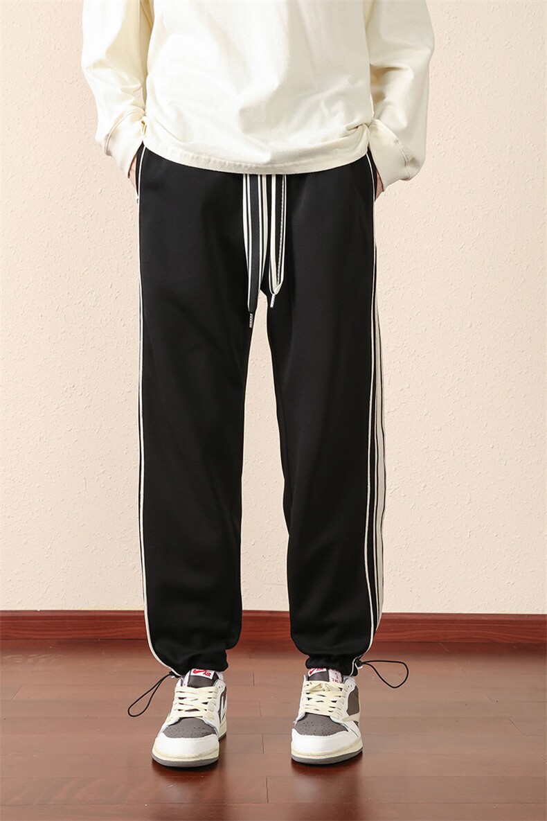 秋季潮流运动宽松侧边条纹直筒抽绳长裤男女同款Y3803-P65,男装休闲裤,电商B306