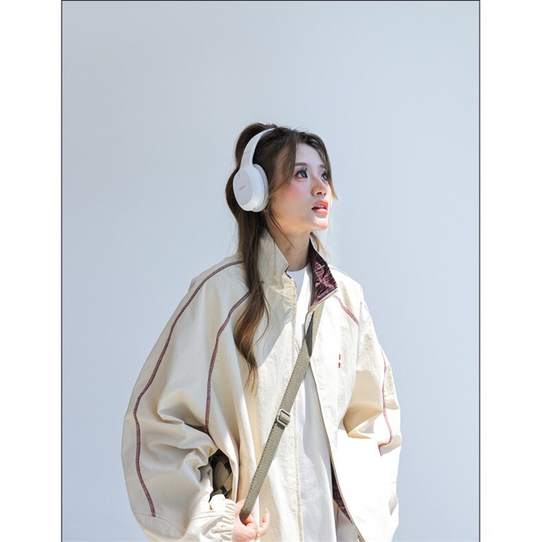 HY0831-P72明线立领拉链夹克女2025秋季新款宽松bf美式学院风外套,男装夹克,电商C233