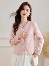 小香风新中式外套女2026秋季新款减龄气质百搭圆领西装上衣，女装短外套，伊航服饰