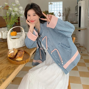 新中式复古风牛仔外套女春秋2025新款独特漂亮盘扣小个子短上衣图片