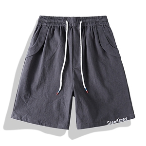 夏季棉麻刺绣短裤男休闲百搭五分裤纯棉沙滩裤XZ310B-3-DK833-P25图片