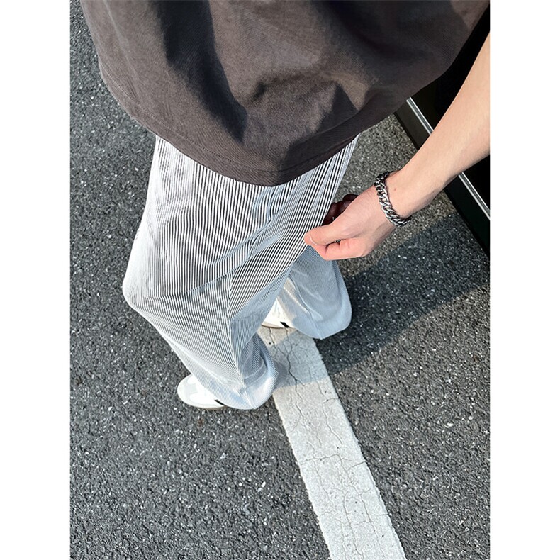 A178 XK458 新款夏季薄款男直筒长裤冰丝休闲宽松垂感阔腿卫裤图片