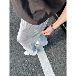 A178XK458新款夏季薄款男直筒长裤冰丝休闲宽松垂感阔腿卫裤