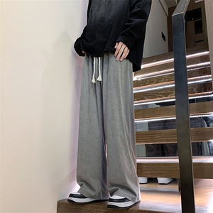 8XL-M特大码秋季新款垂感休闲裤男宽松直筒裤男裤拖地裤K942P40图片