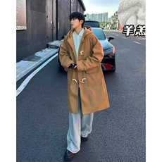秋冬季加厚保暖毛呢大衣男韩系痞帅宽松休闲过膝中长款外套1184，男装棉衣，星座506