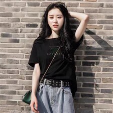 新款时尚韩版休闲运动宽松百搭短袖T恤，女装T恤，L·H·X