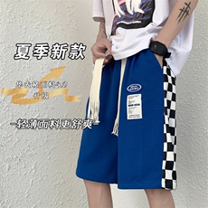 2025夏季新款宽松短裤男华夫格沙滩五分裤休闲中裤裤衩K1046-P18，男装牛仔裤，星座207