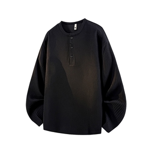 亨利领长袖T 港风宽松大码打底衫CH58-特P25 无差价,男装卫衣,星座214-3