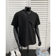 假模特批250克男装夏季新款大码宽松短袖T恤夏装V领打底衫S399P20，男装T恤，电商A233-1