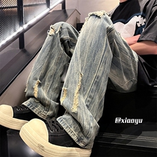 XZ616夏季新款破洞牛仔裤休闲九分裤TY2489P65控78，男装牛仔裤，星座512A（原616）