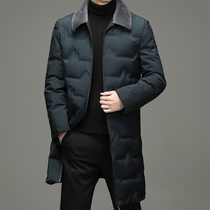 DZ1F18钱塘2020-3中年男士冬季厚款长款翻领毛领羽绒服货稳P240图片