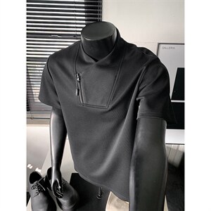 2026夏季新款270g华棉斜拉链宽松短袖T恤DT6263特P25建议零售价68，男装T恤，电商A001