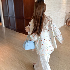 TC753-P45复古彩色波点翻领衬衫女减龄百搭轻薄上衣2025夏季衬衣，男装衬衫，星座617A-2