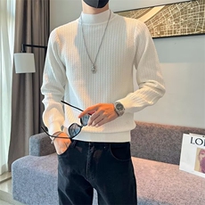 圆领毛衣男秋冬季修身软糯纯色毛线上衣服保暖打底男士针织衫M803，男装针织衫/毛衣，星座1116A-2（原606A-1）