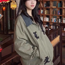1506-1/WA2721/P71美式复古小熊刺绣夹克男女宽松中性风夹克外套，男装夹克，星座1506-1