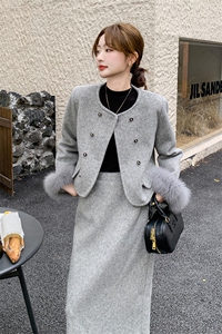 有货【新品】 时尚减龄小香风羽绒服袖口真毛663#-P295-K398图片