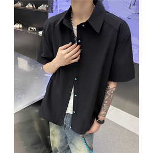 夏季垫肩UPF50+防晒衣短袖冰丝凉感衬衫薄男装外套防晒服S425特40图片