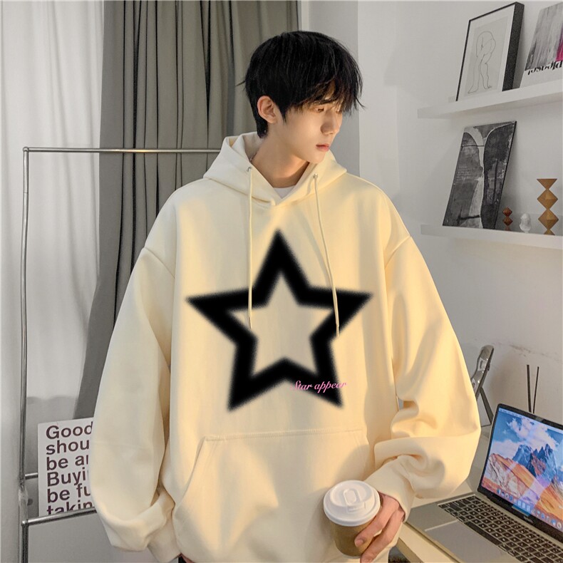 连帽卫衣男春季vibe星星印花外套青少年大码JK23397特批p35-控48图片