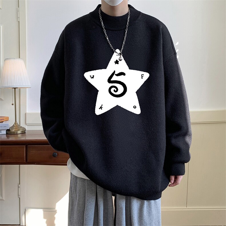 8XL半高领毛衣男大码胖子针织衫毛线衣 M18368-P45 加绒款-P65图片