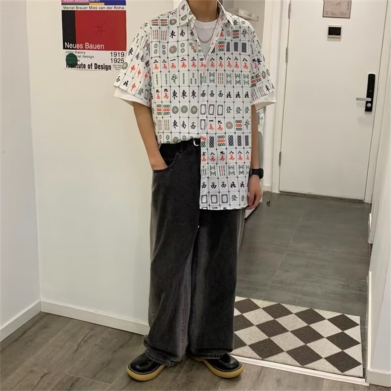 2023男春秋情侣宽松休闲将短袖衬衣SC605P26,男装衬衫,星座1116-2