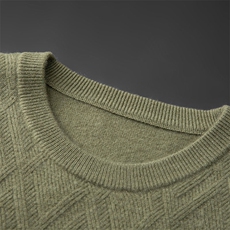 奢华男士山羊绒菱形图案圆领套头毛衣，男装羊毛衫，台绒羊绒