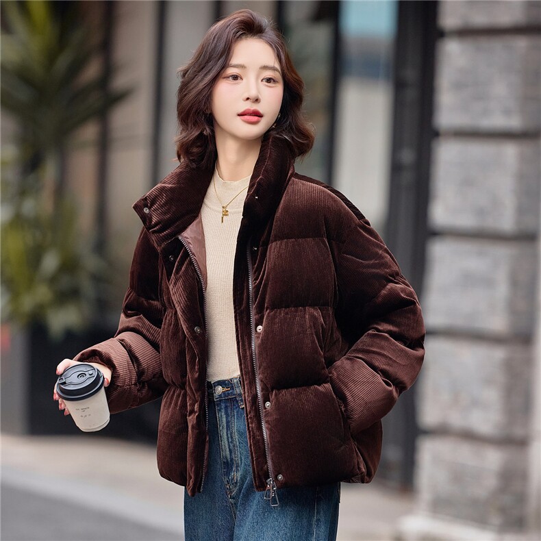立领短款面包服羽绒服女2025冬季新款小个子加厚保暖巨好看外套,女装羽绒服,靓衣阁