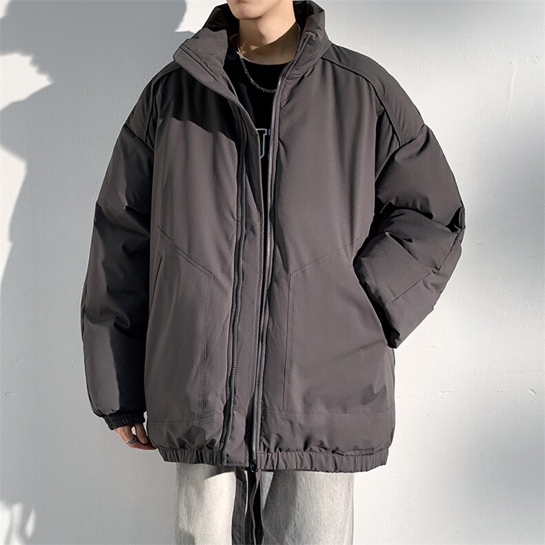 现货冬季美式休闲加厚雪山外套夹克立领纯色三防户外工装棉服,男装夹克,电商A486-1