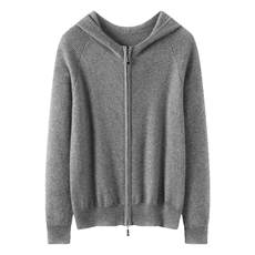 休闲连帽拉链山羊绒开衫女轻盈保暖毛衣外套2025秋冬新款修身针织，女装羊绒衫，绒盛美羊绒