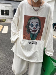春季新款小丑图案长T恤图片