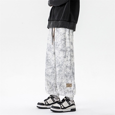 8XL-M痞帅脏脏束脚休闲卫裤男秋冬加绒加厚大码裤子KZ022特价P40，男装休闲裤，电商B312