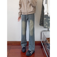 B221美式ins高街暗黑提花修身微喇牛仔裤LK24167-P60控78，男装牛仔裤，电商B221