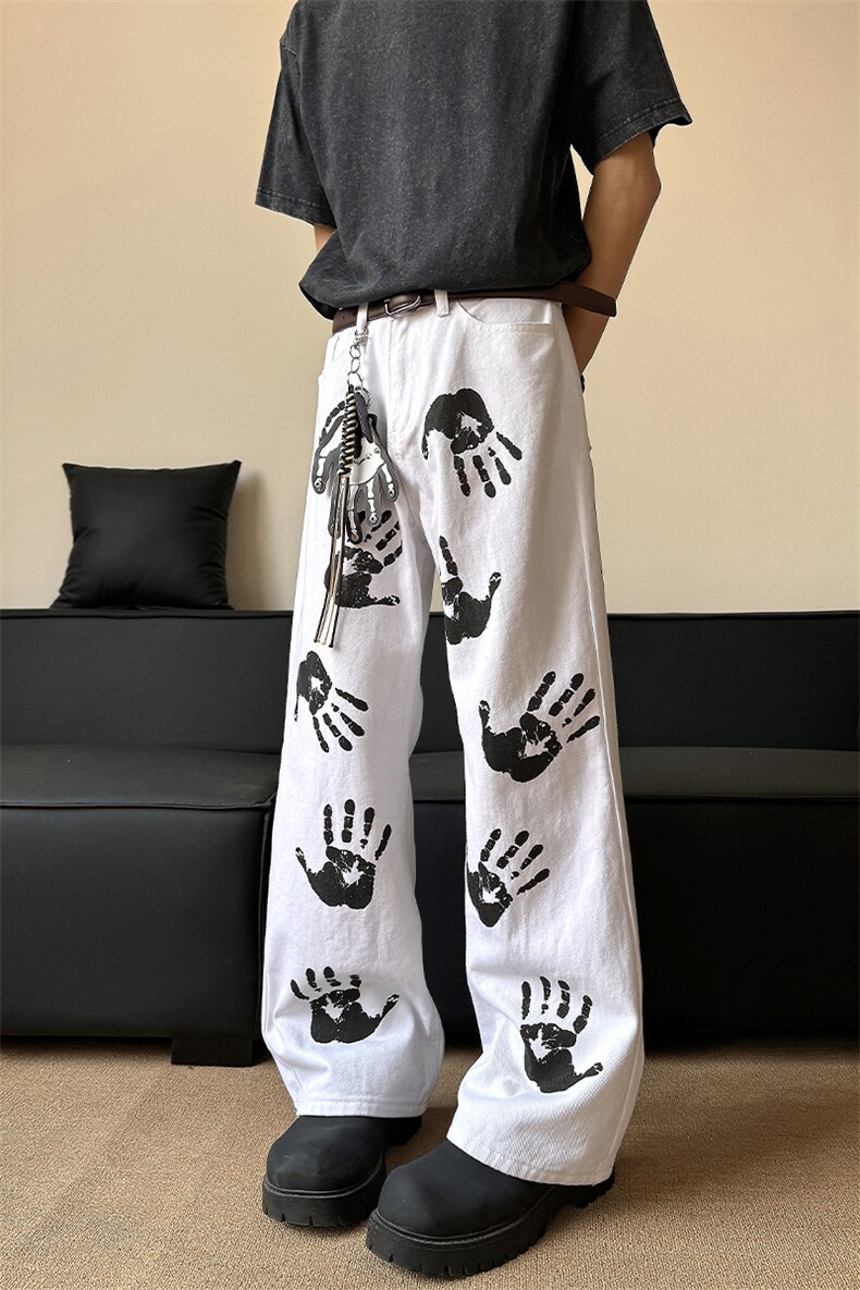 现货高品质美式高街手掌印情侣牛仔裤610A-1-YG872-特P45,男装牛仔裤,星座610A-1