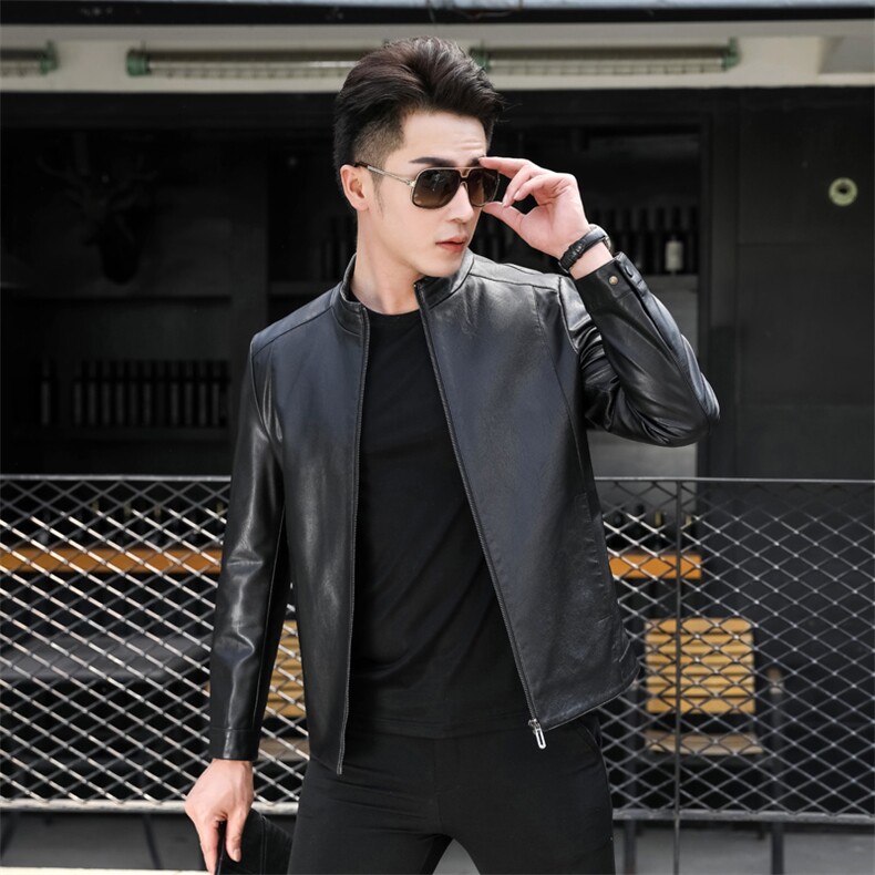 春秋冬商务休闲男外套中青年立领纯色开衫免烫夹克BABL802-P178,男装皮衣,星座1105-3